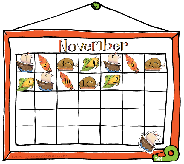 Sarah Pecorino Illustration Clip Art Set November Calendar Icons