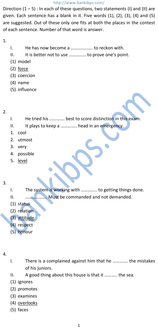 ibps clerical model papers with answers