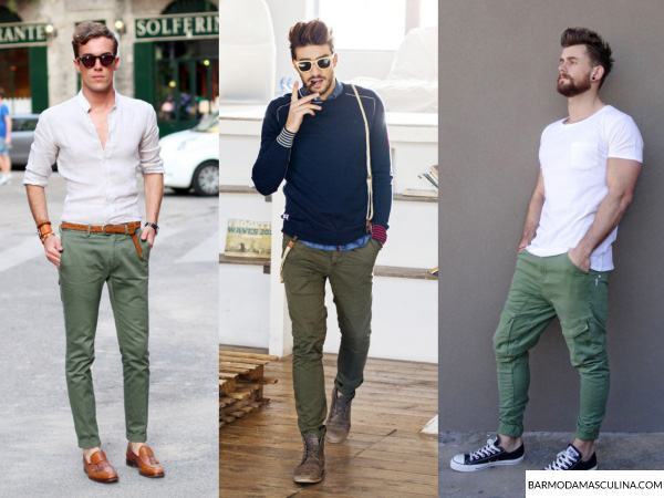 calça verde masculina como usar