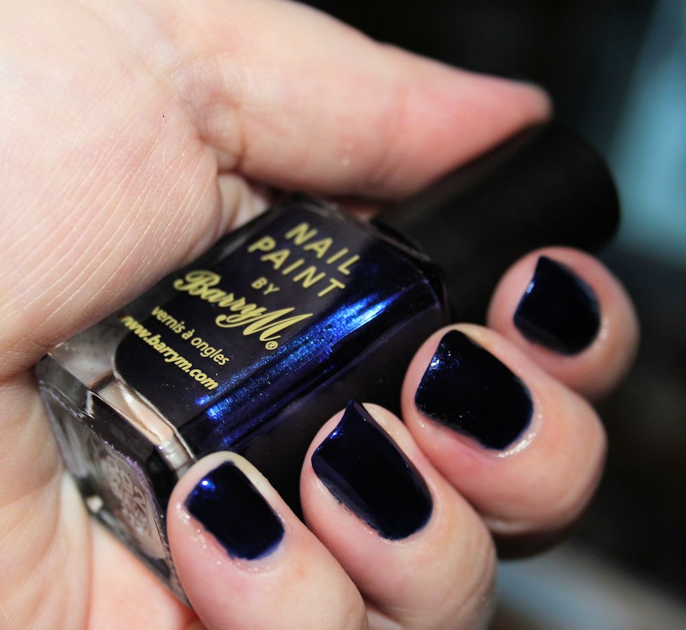 Barry M 292 navy nail polish swatches.