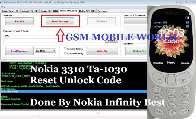 Nokia 3310 Ta 1030 Reset Code Read Flash File Done By Nokia Infinity 