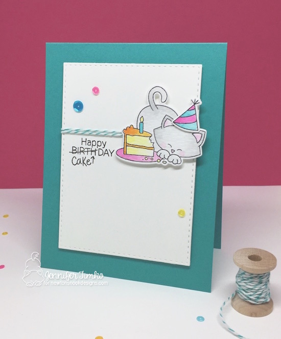 Cat Birthday Card by Jennifer Timko features Newton Loves Cake by Newton's Nook Designs, #newtonsnook
