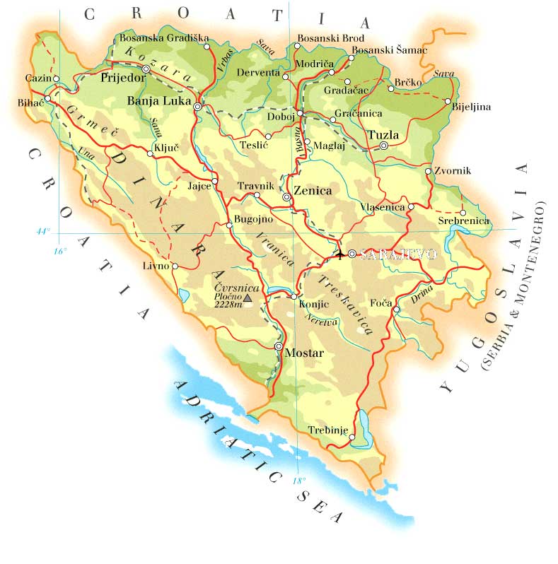 Bósnia-Herzegovina | Mapas Geográficos da Bósnia-Herzegovina