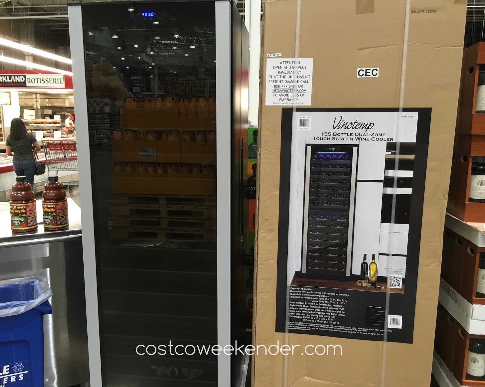 Vinotemp VT155VCMC 155 Bottle DualZone Touch Screen Wine Cooler