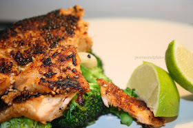 Sesame Salmon with Lime Broccoli & Spring Onions