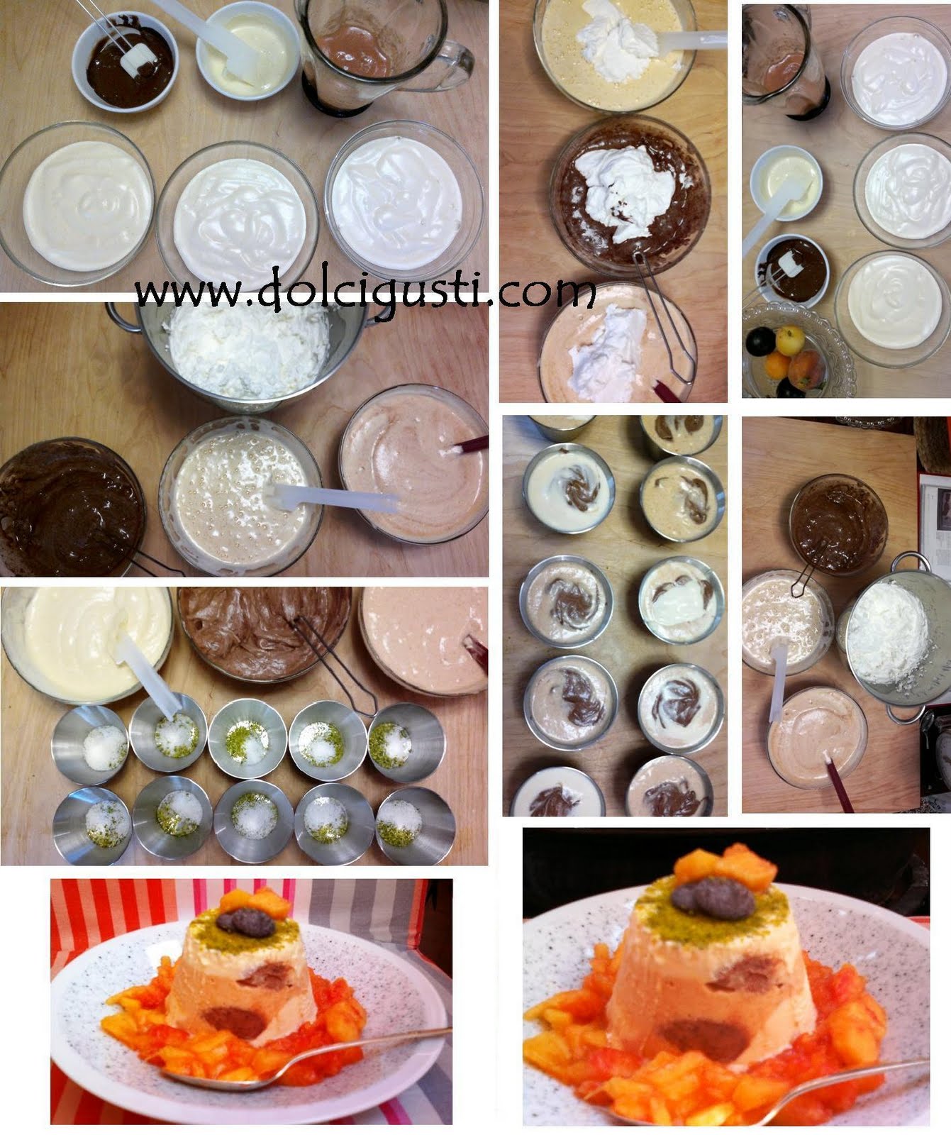 chocolate and cakes Parfait with fruits and 2 chocolates