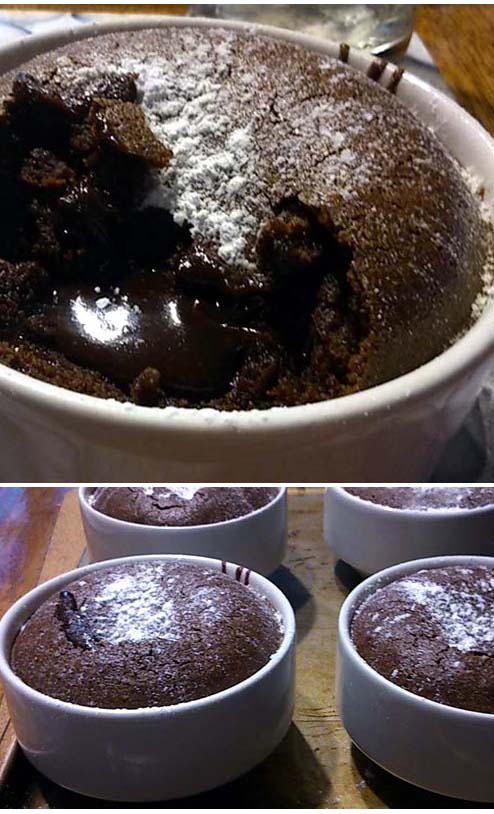 Easy chocolate lava cake served in a mug, or in this case, a ramekin.