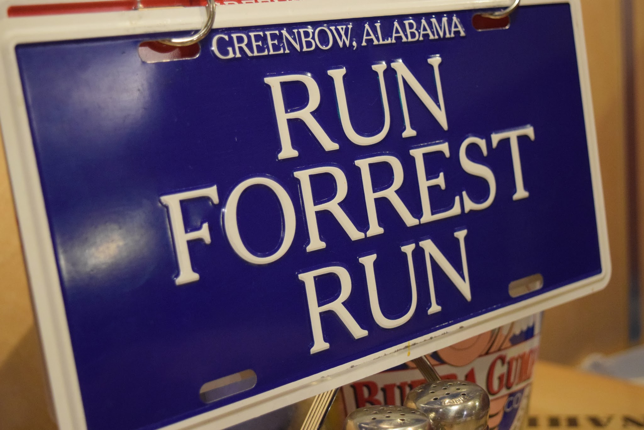 A sign that reads' Run Forrest Run'
