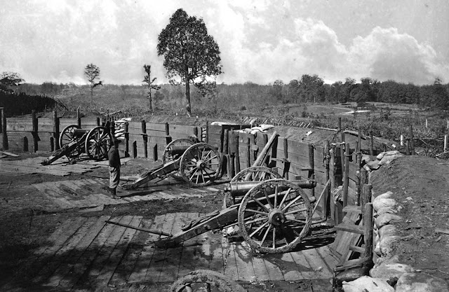 Rebel fortifications in front of Atlanta, Georgia, in 1863 or 1864.