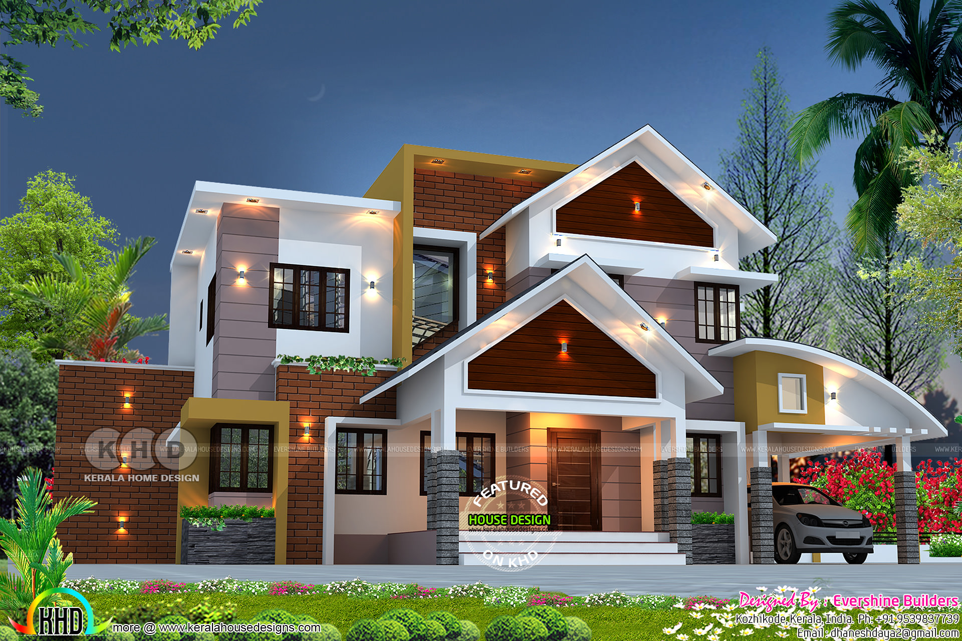 4 Bedroom Modern Mixed Roof Home Kerala House Design