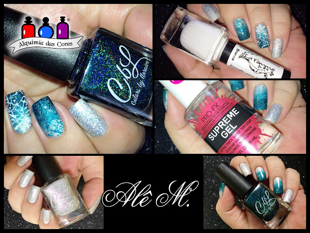 Colors by Llawore, The Journey Collection 2016, The Darkest Days, Teal, Holografico, Out of the Darkness, Glitter, PRO-FX Supreme Gel, DRK Nails, La Femme, Branco, Sugar Bubbles, SB047, Alê M.