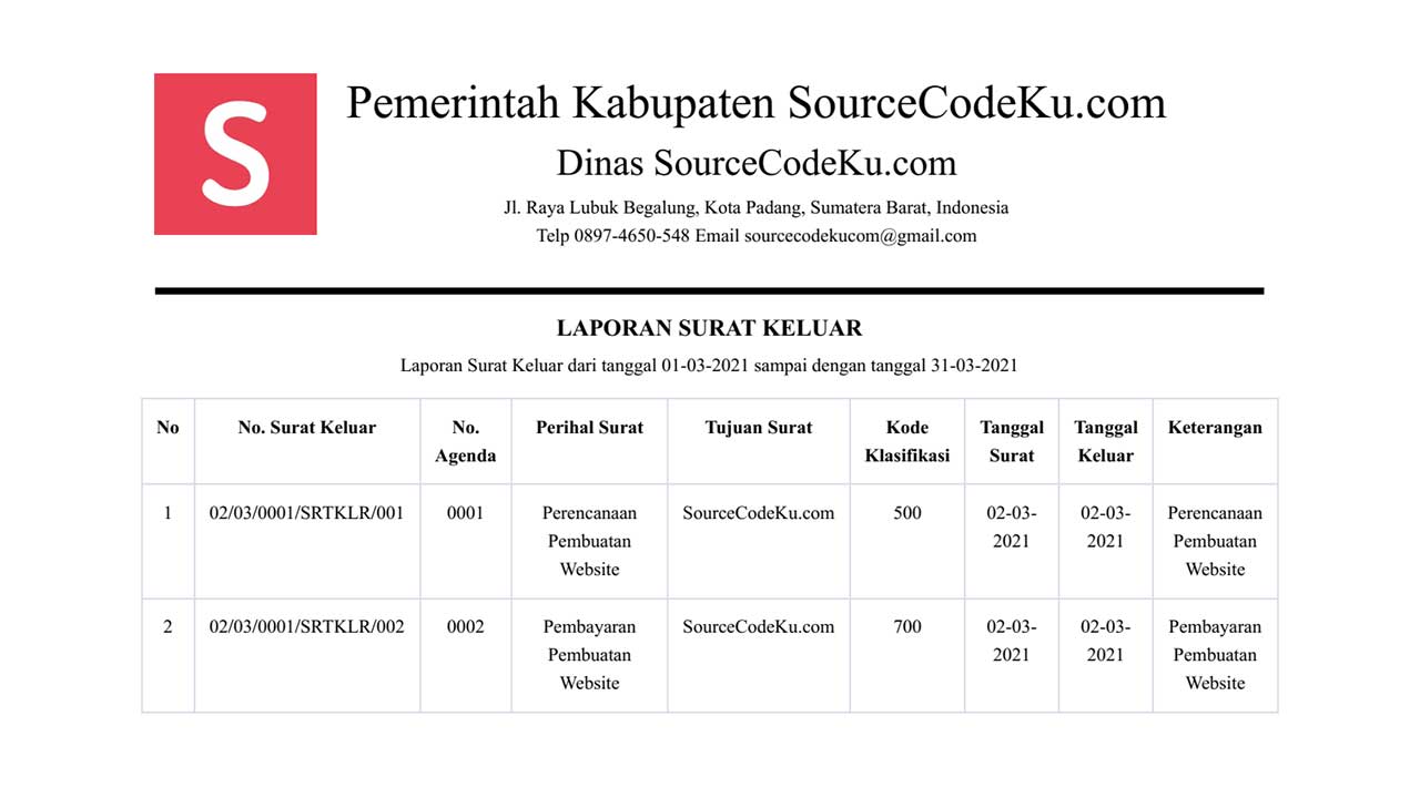 Aplikasi Manajemen Pengelolaan Arsip Surat Masuk Keluar - SourceCodeKu.com