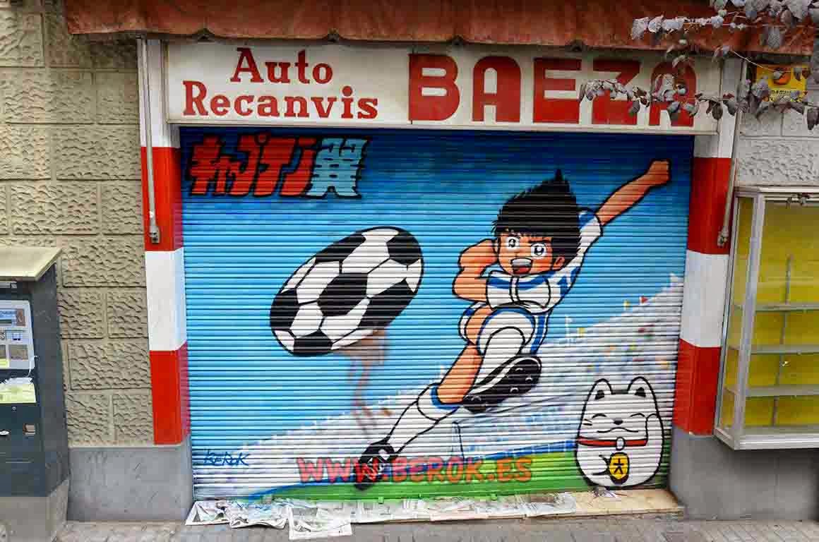 Graffiti mural de Oliver i Benji de Campeones