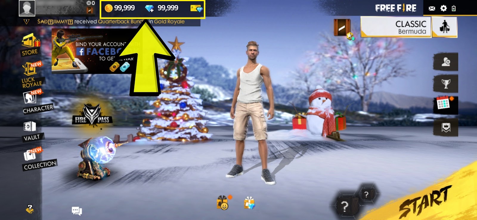 تهكير لعبة فري فاير بدون روت ولا برنامج اخر اصدار وفي ثانية Garena Free Fire