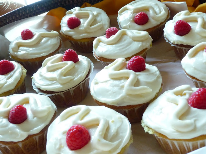 Lemon & Fresh Raspberry Buttermilk Cupcakes with Honey Lemon Cream Cheese Icing