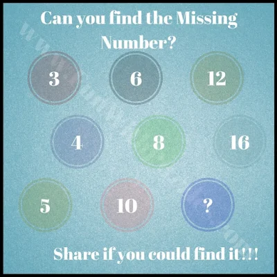 Can you find the Missing Number? 3  ---- 6   ---- 12 4 ----8----- 16 5----10----?