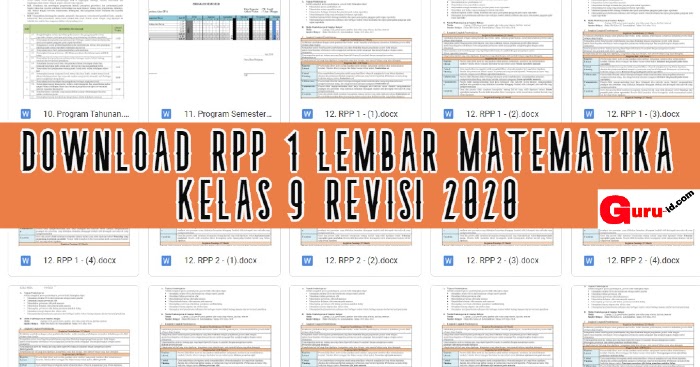 Rpp 1 Lembar Matematika Kelas 9 K13 Revisi 2020 Info Pendidikan Terbaru Rpp 1 Lembar Matematika Kelas 9 K13 Revisi 2020 Info Pendidikan Terbaru