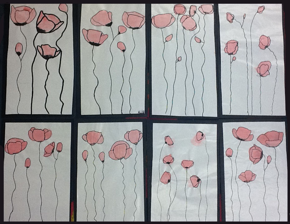 artisan des arts Droopy poppies for Remembrance Day grade 4/5