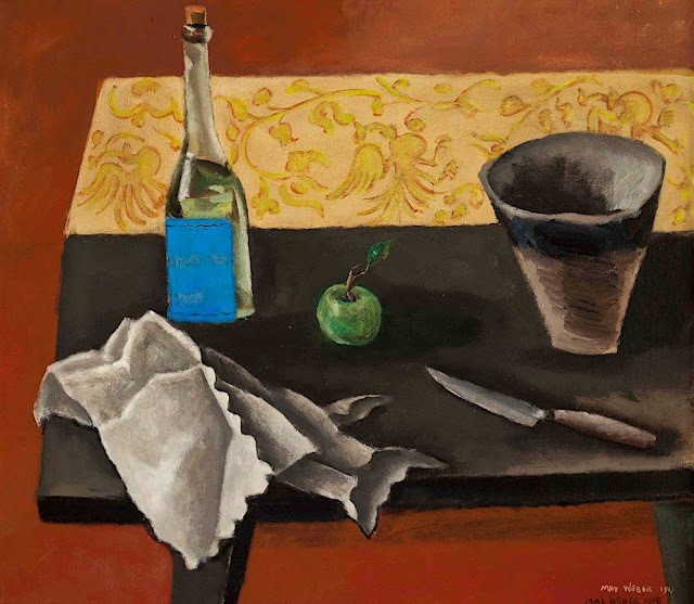 Max Weber (1881-1961) The Blue Labeled Bottle, 1918 http://astilllifecollection.blogspot.com