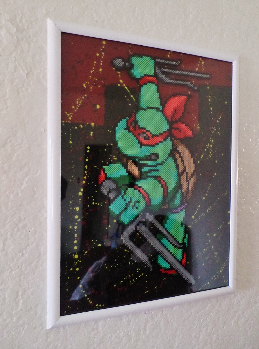 Long Black Fingers : Raphael Teenage Mutant Ninja Turtle Framed Perler Bead