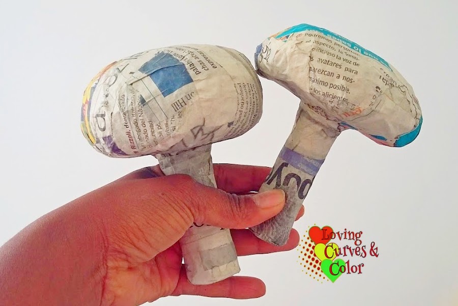 Champiñones-hechos-de-papel-mache