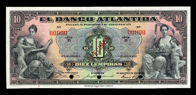 Honduras currency money 10 Lempiras banknotes Bank Atlantida
