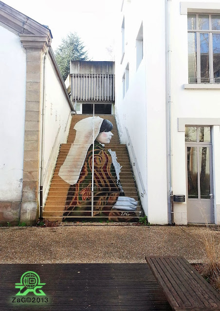 "La Morlaisienne" Anamoprhic Street Art Piece by French Artist ZAG on the streets of Morlaix in France. 4