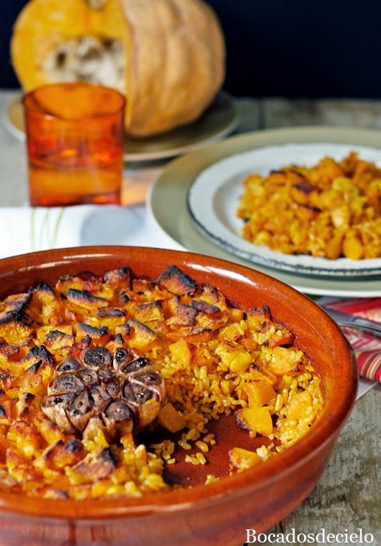 Arroz al horno con calabaza y bacalao