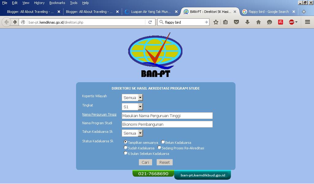 Cek akreditasi jurusan