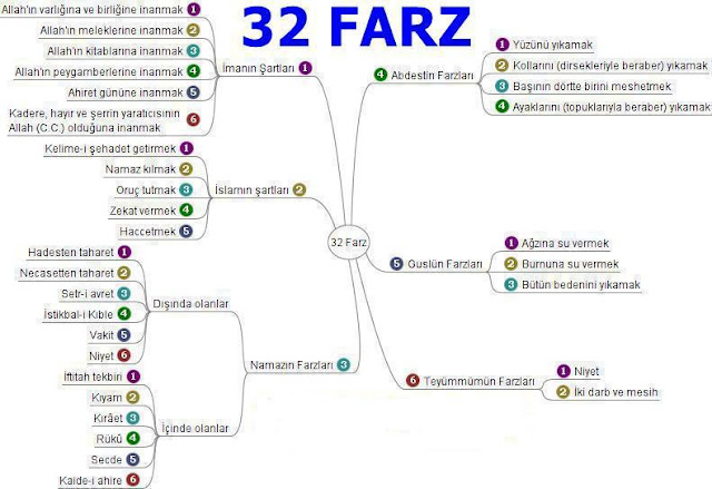 32 farz şeması, 32 farz tablosu