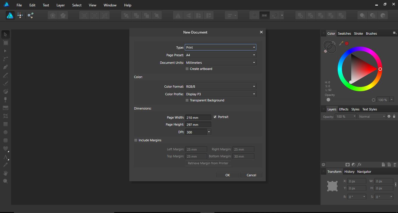 Document and artboard creation in Affinity Designer Design Bundles