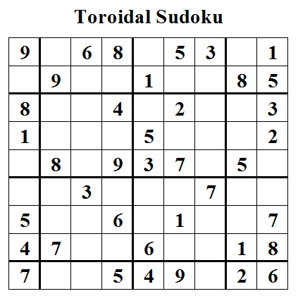 Toroidal Sudoku (Daily Sudoku League #14)