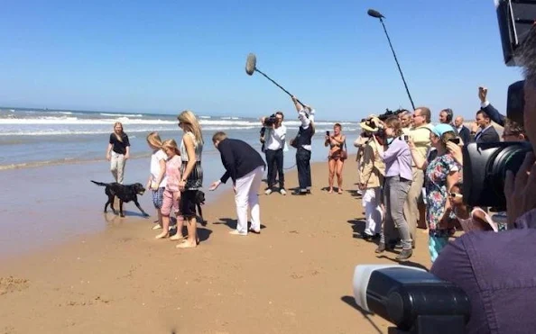 Queen Maxima and King Willem-Alexander, with Princess Amalia and Princess Alexia and Princess Ariane with dog Skipper