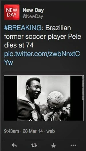 Sports, Football, International ,Brazilian Player Pele pass away, fake news, Apologies, Viewers, CNN, News Channel, America,  CNN's 'New Day' Incorrectly Reports Pele Death on Twitter