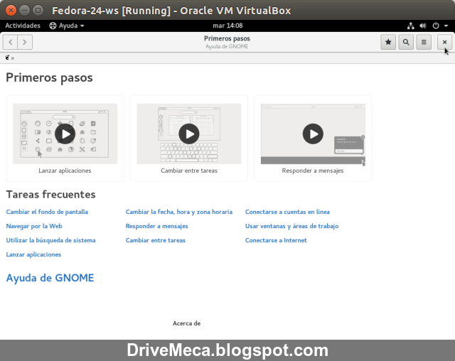 DriveMeca instalando Linux Fedora 24 Workstation paso a paso