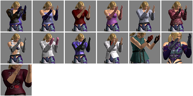 Complete list of Nina Williams' TTT2 customization optionsns | blonde bomb  - Tekken's Nina Williams