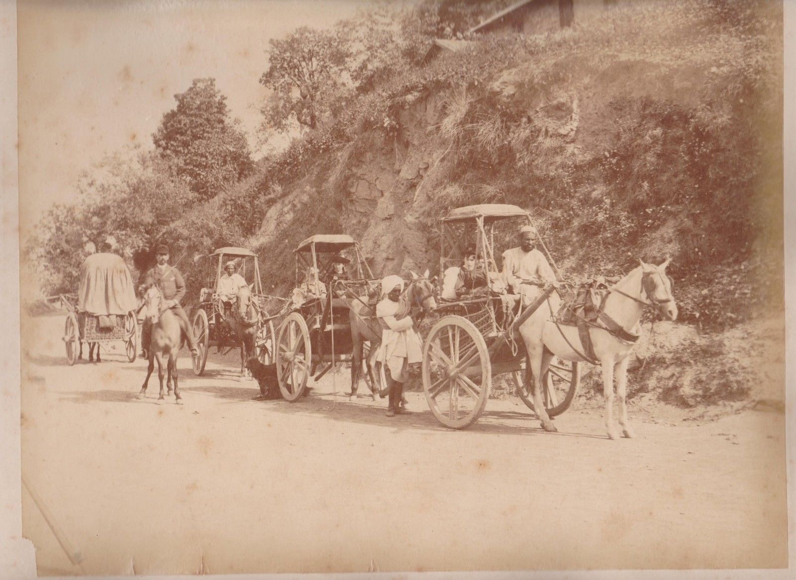 Horse Carts on a Mountain Road - India c1870's