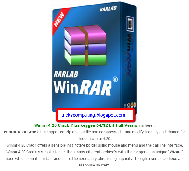 download winrar 4.20 cracked full version 32 and 64 bit