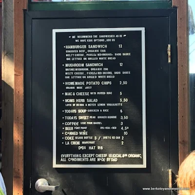 menu at Dad’s Luncheonette in Half Moon Bay, California