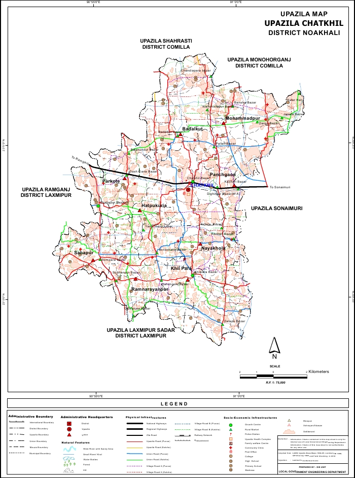 Chatkhil Upazila Map Noakhali District Bangladesh