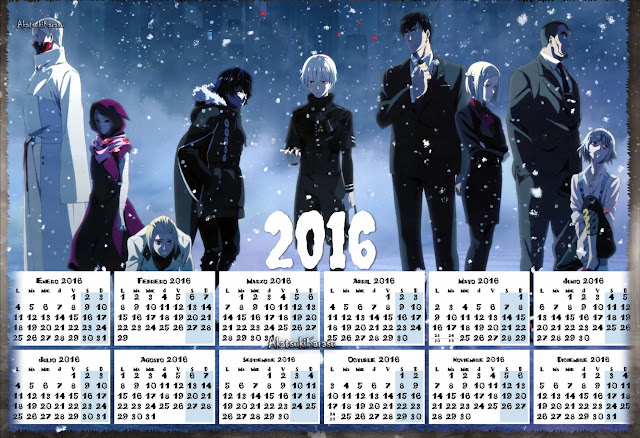 calendario 2016 tokyo ghoul