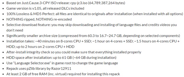 just cause 3 repack just cause 3 repack