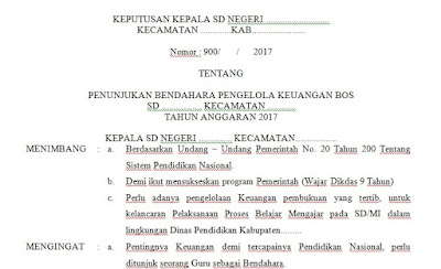 Contoh Sk Bendahara Bos Sd Smp Sma Smk Terbaru Perangkat