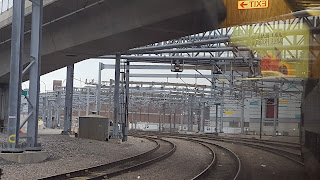 MBTA commuter rail tracks approaching South Station