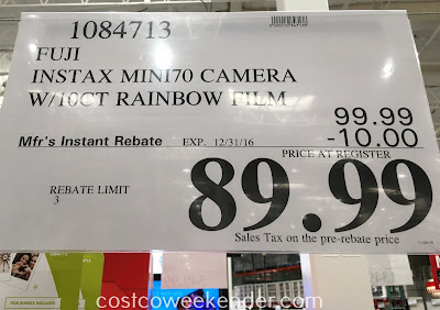 Deal for the Fujifilm instax Mini 70 Instant Camera bundle at Costco