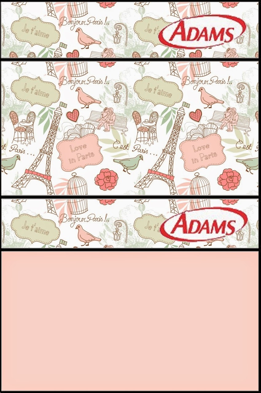 Etiquetas golosinas Adams de Amo París para imprimir gratis.
