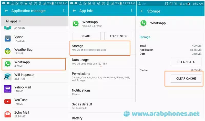 حذف بيانات التطبيق وملفات التخزين المؤقت