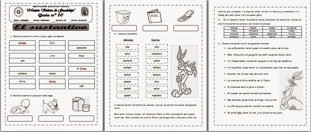 COMUNICÁNDONOS MEJOR: EL SUSTANTIVO: (PRÁCTICA)