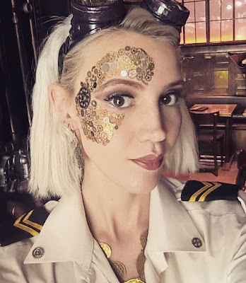 steampunk makeup how to DIY how to glue gears to your face skin