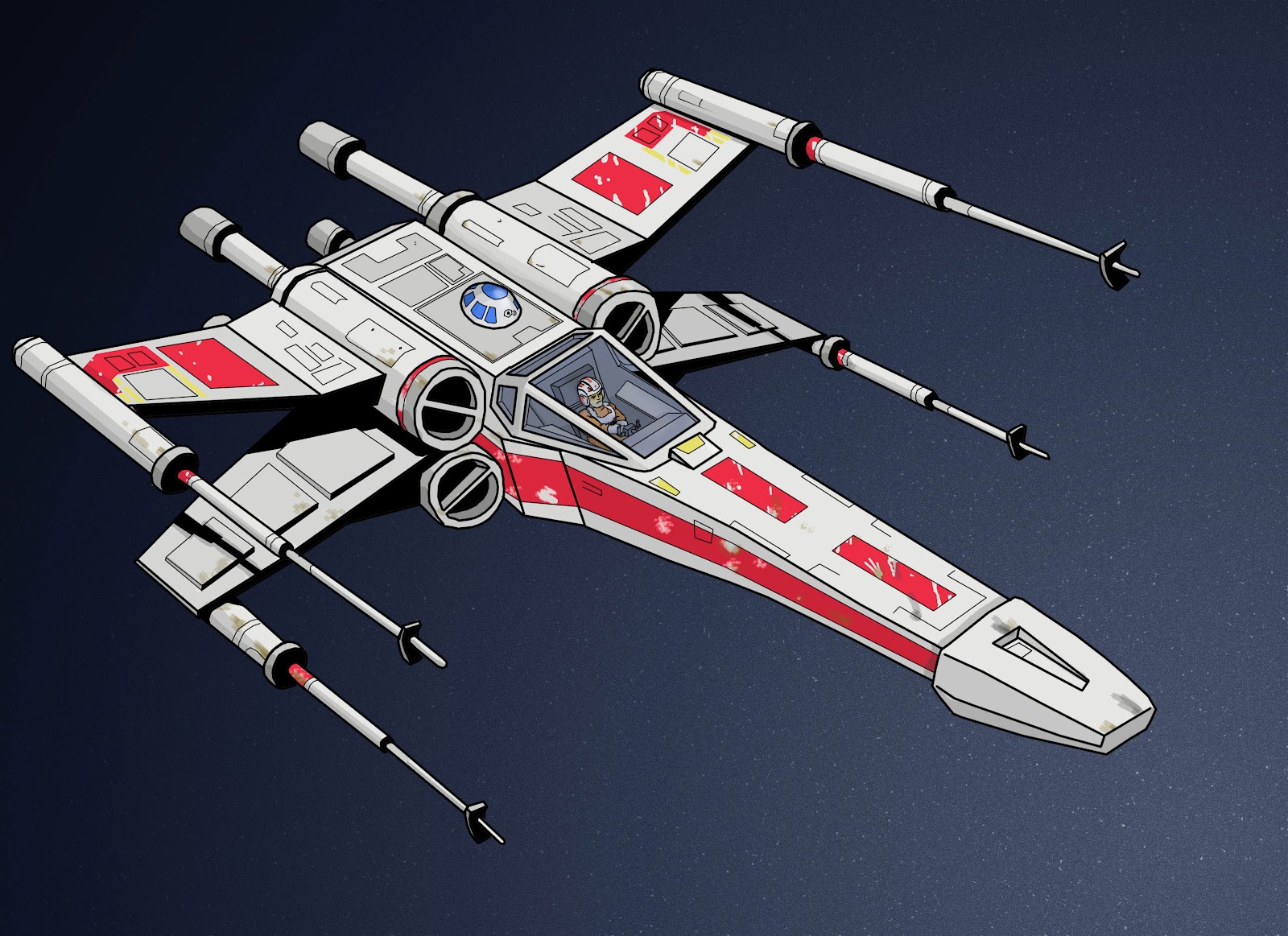 Sketch Paddys: Coloured-In X-Wing